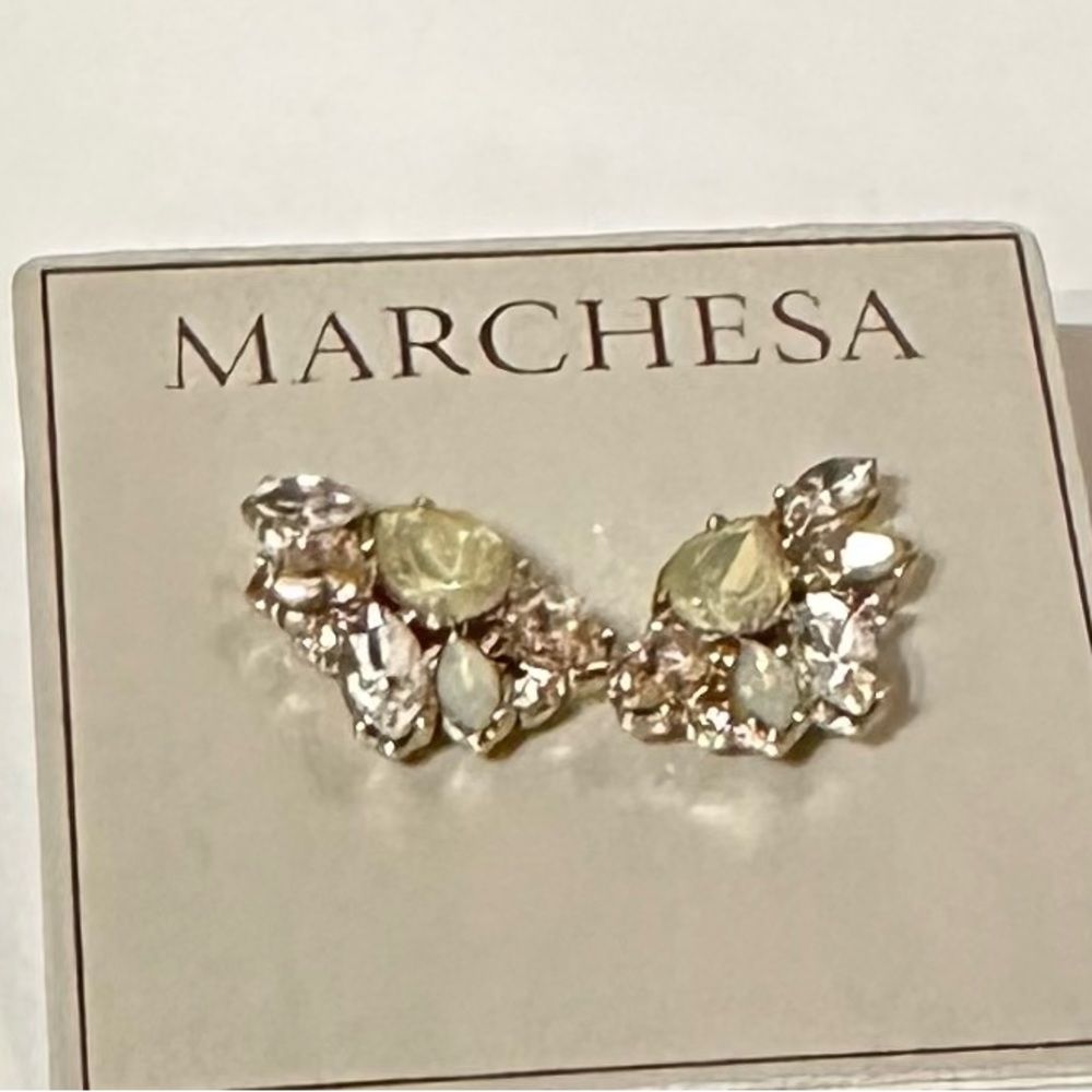 Contemporary rhinestone pierced earrings new with tags